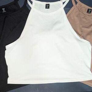 NWOT 3 Pack Shein 1XL Women's Racerback Tank Top - Black, White, and Tan